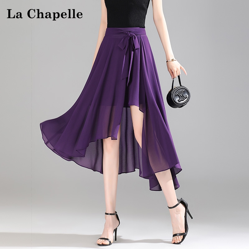 拉夏贝尔法式气质设计感a字半身裙女春夏2025新款高腰大摆百褶裙