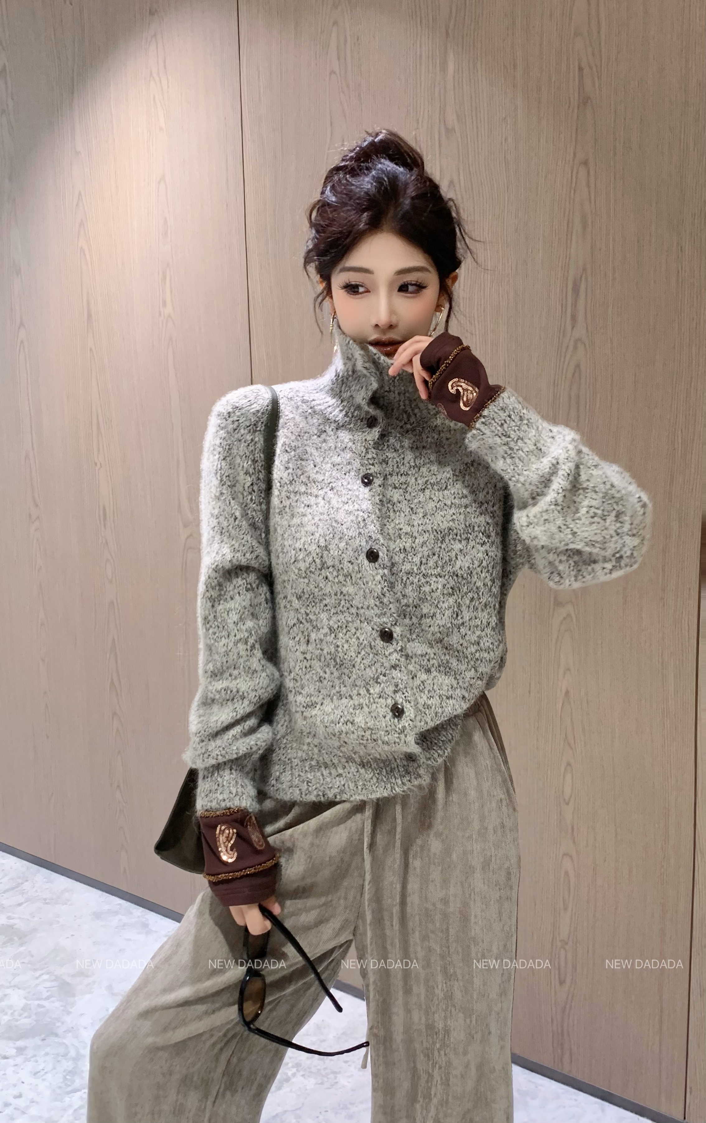 利达 NEW DADADA 秋冬高领时尚上衣休闲修身针织毛衣DPM3241