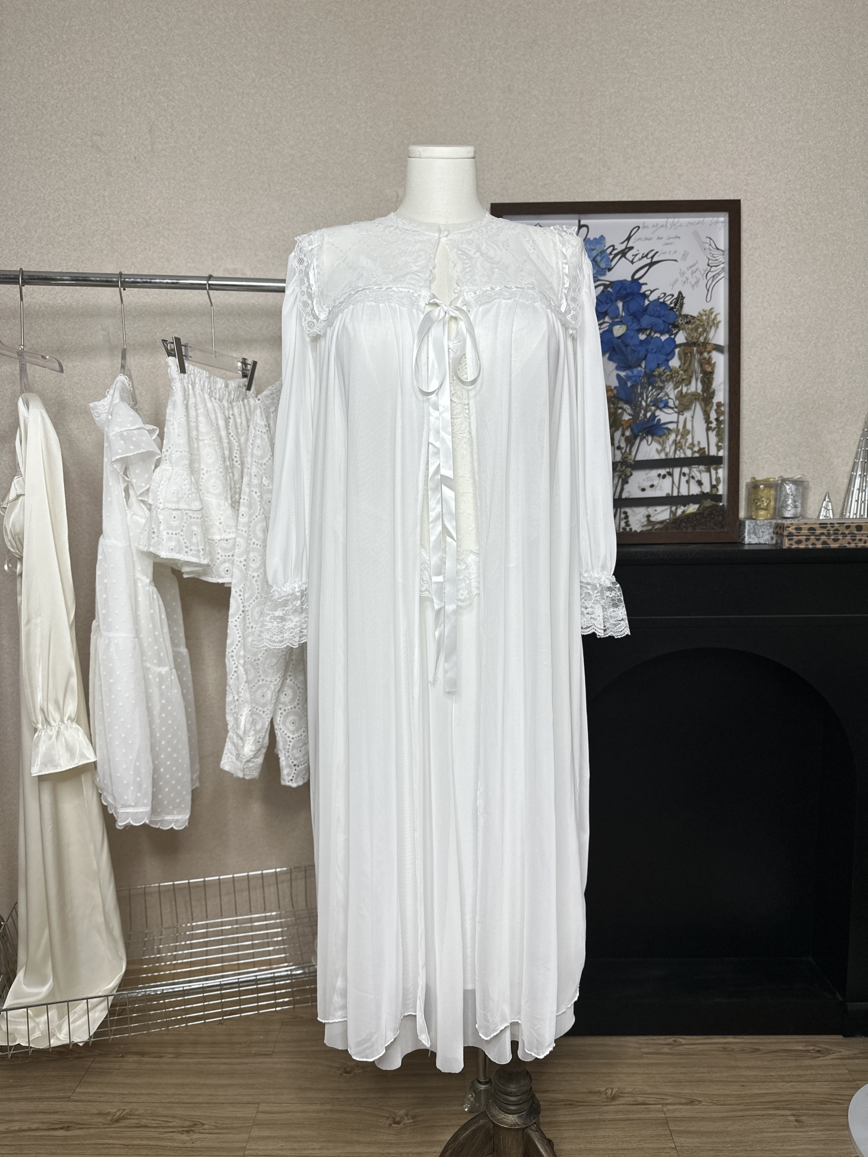 《纯白如鸽》法式睡裙两件套网纱仙气公主吊带长裙自拍