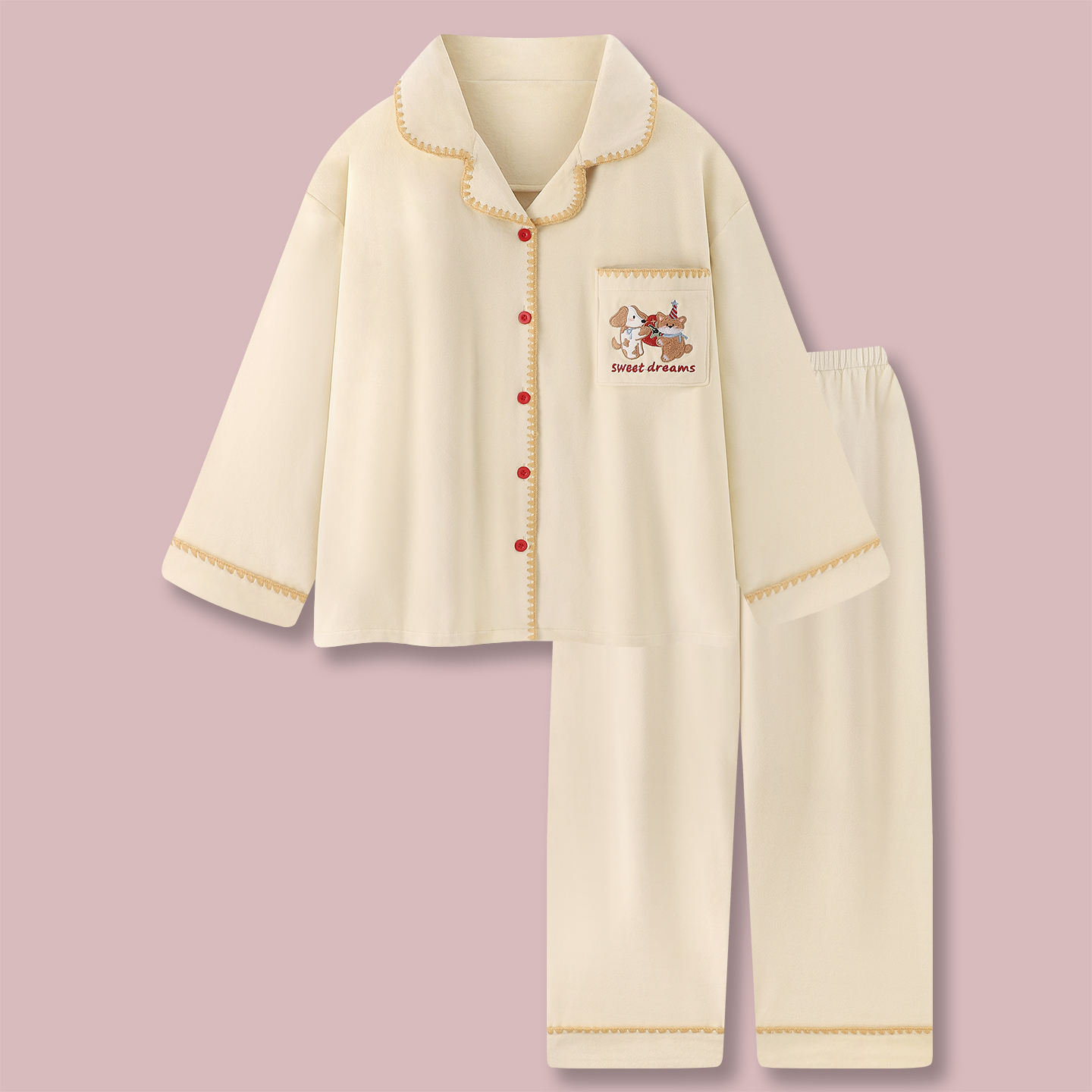 『奶黄萌趣』海岛绒睡衣女款秋冬季长袖家居服牛奶绒薄绒冬天套装