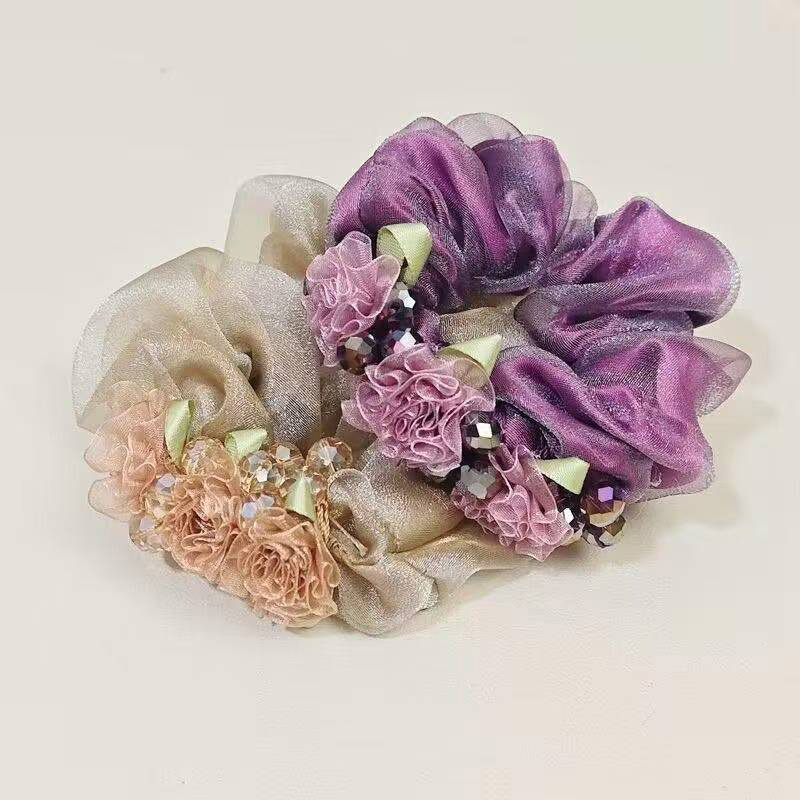 新款藤花优雅百搭扎头发头花皮筋大肠发圈洋气发绳头饰轻奢女发饰