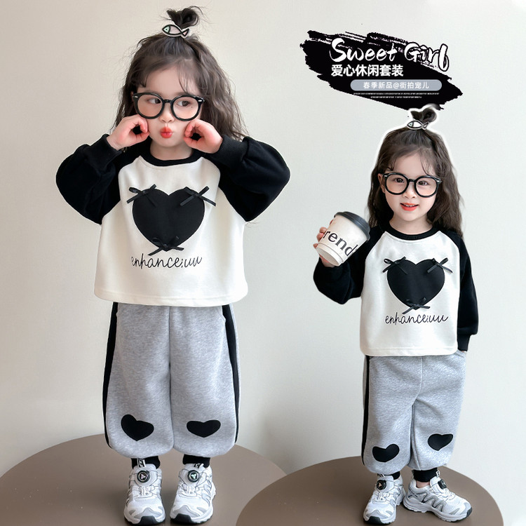 女童秋装套装2025新款洋气时髦儿童装炸街女宝宝春秋款运动两件套