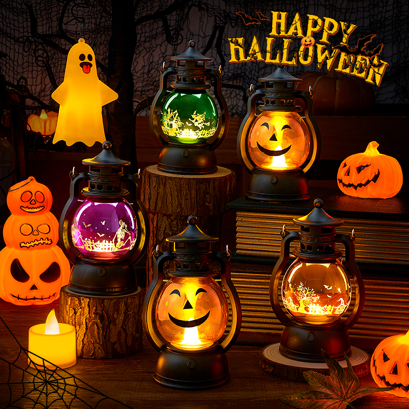 万圣节小装饰品发光手提南瓜灯2025新款氛围装扮道具摆件网红玩具