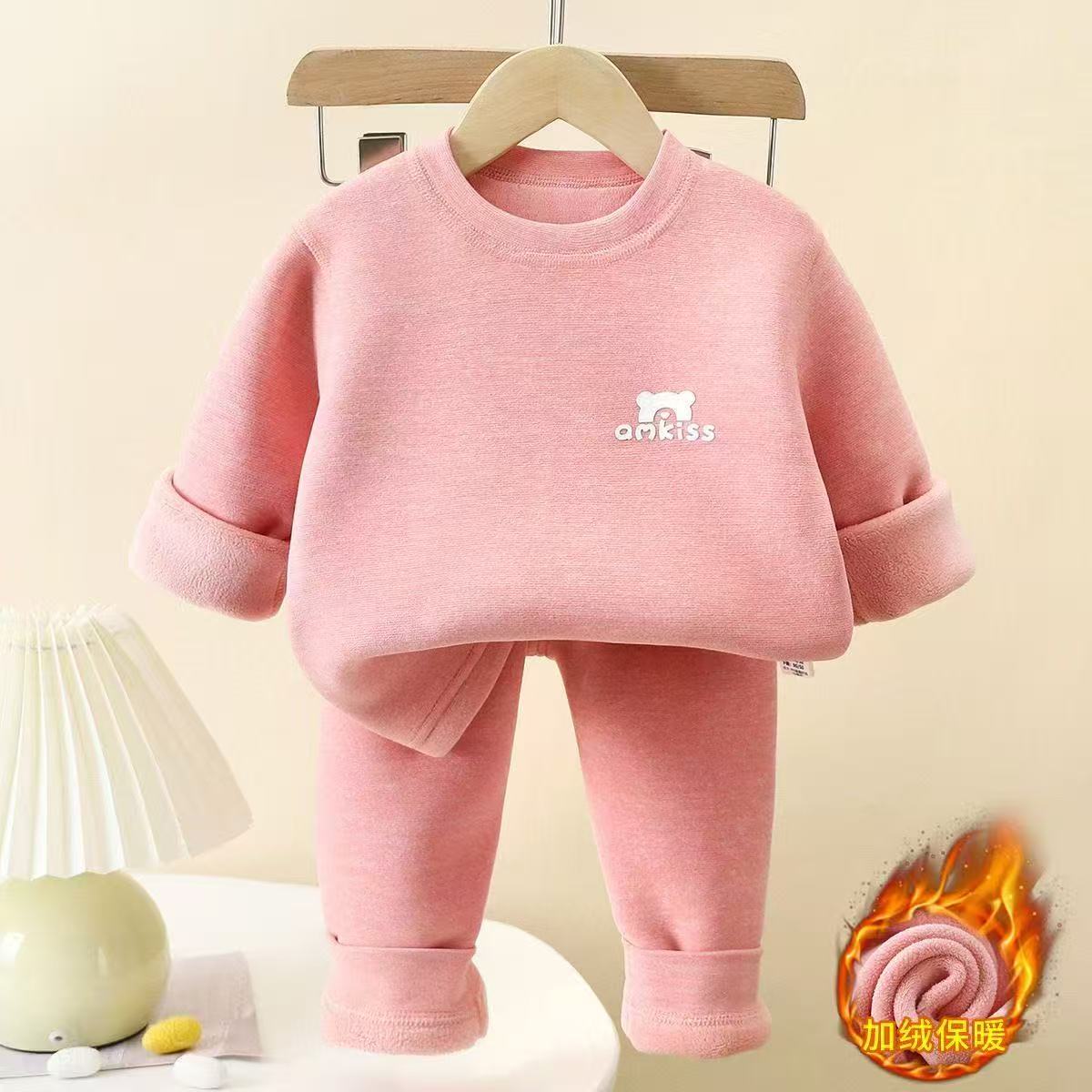 【校服神器加绒加厚】男女宝冬季加绒保暖套装奥利绒无骨秋衣秋裤