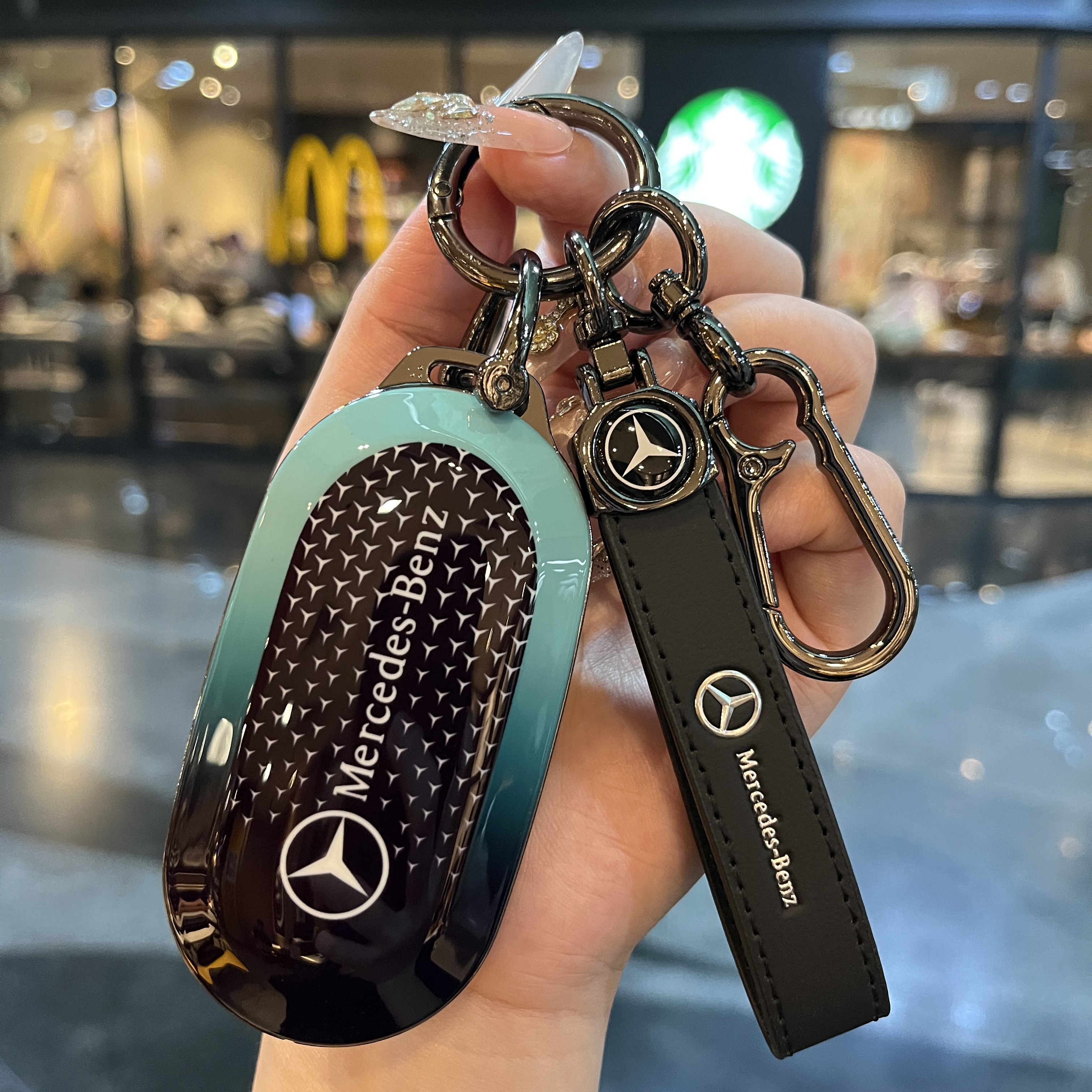 25款奔驰E300L渐变钥匙套GLC300L C260L壳C200车扣S400男e350el包