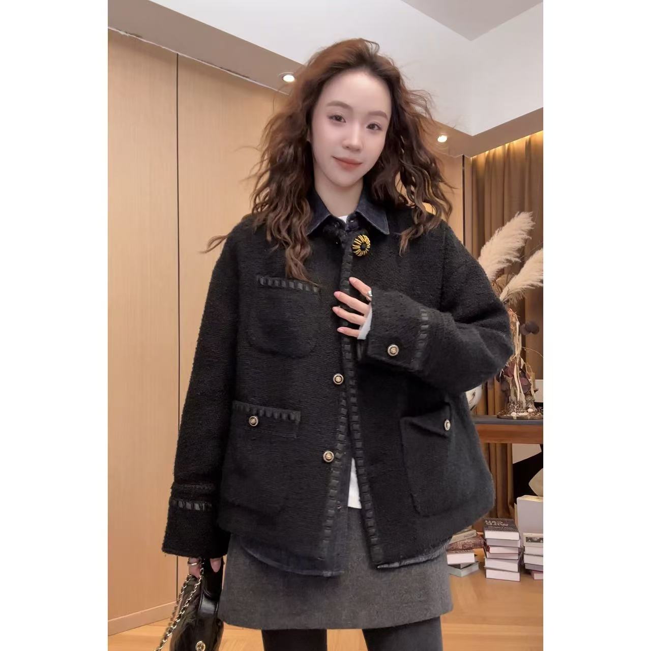 小静静一会【黑金小香羽绒服】2025冬季新款百搭宽松外套 2511C8207