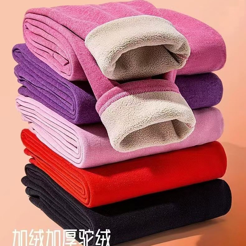 男士加肥加大码加绒加厚高腰弹力防寒冬季保暖打底秋裤女士驼绒裤