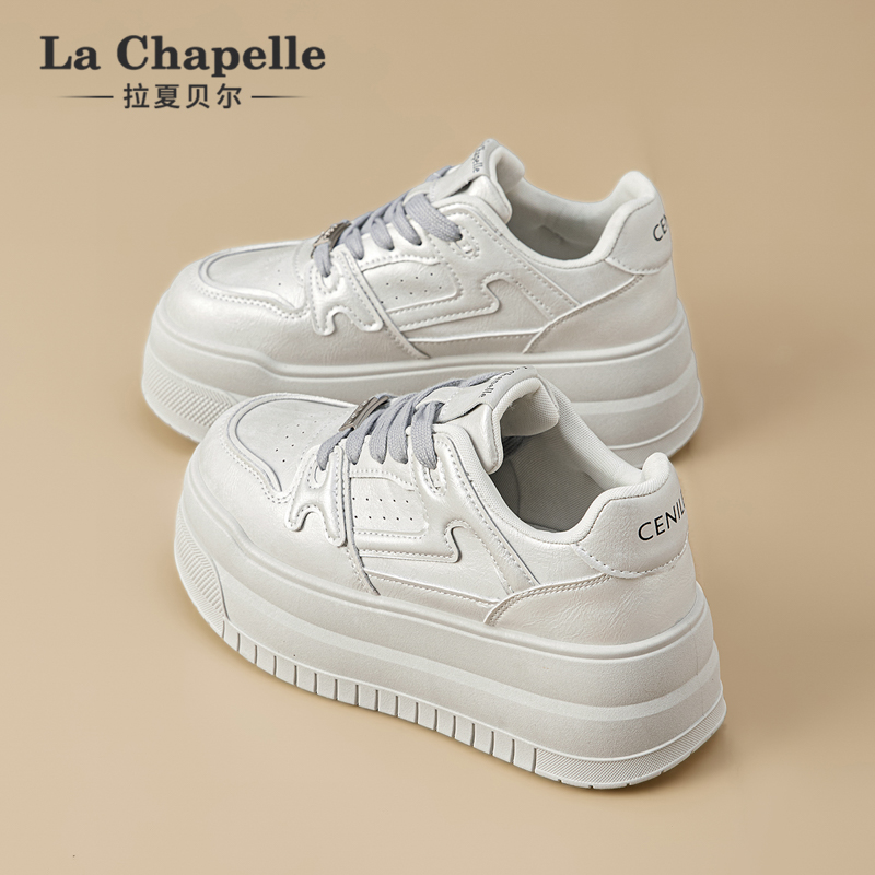 拉夏贝尔德训鞋女2025年冬季新款厚底小白鞋增高板鞋百搭运动女鞋