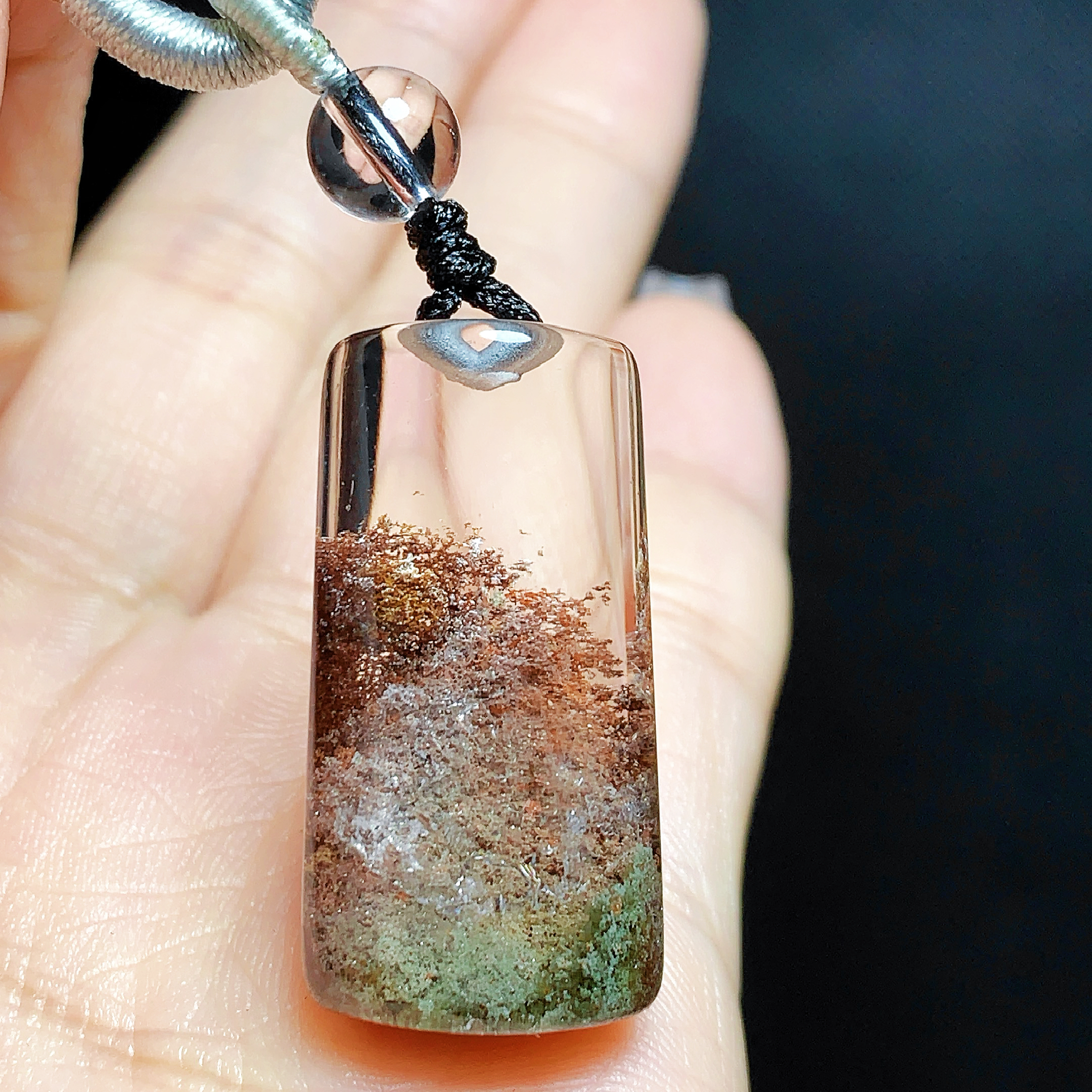 东海水晶天然彩幽灵水晶吊坠毛衣链无事牌彩幽灵纯天然100%真品