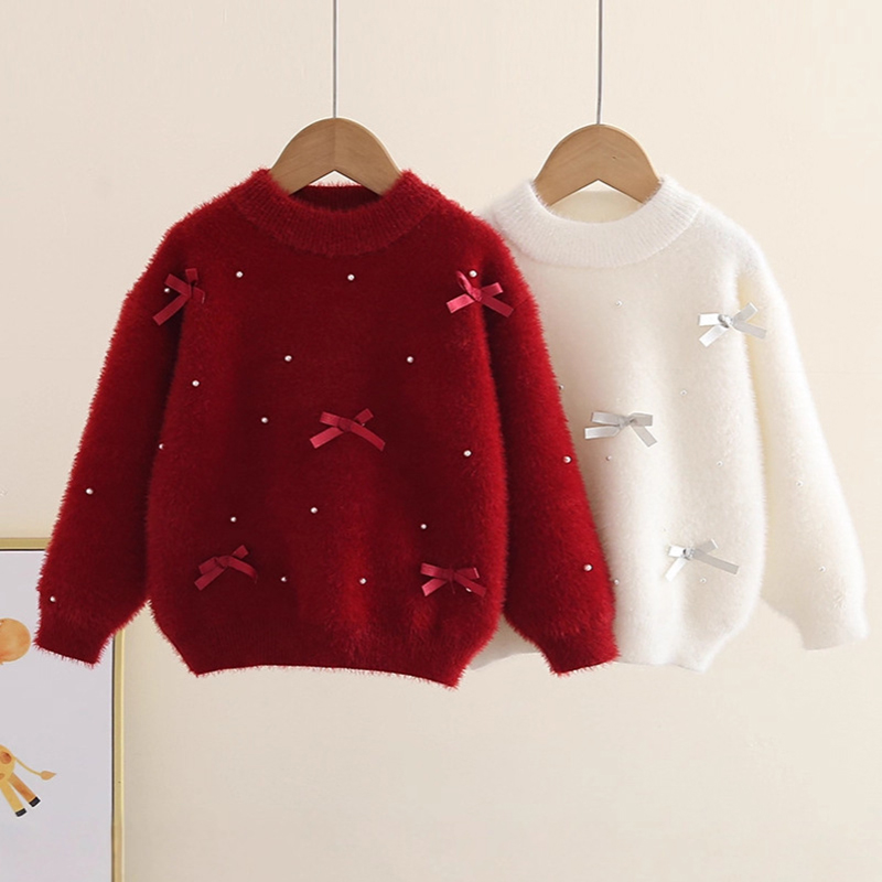 女童毛衣冬季2025新款秋冬装加厚衣服儿童针织打底衫中大童水貂绒