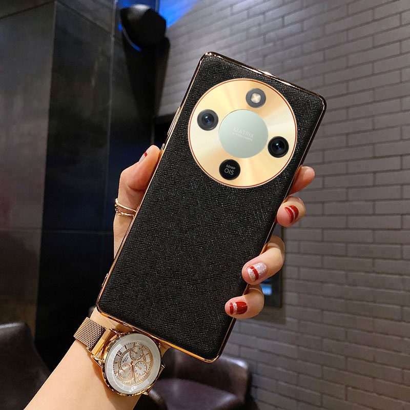 适用荣耀X70手机壳新款honor X70轻奢素皮保护套男女电镀软边防摔