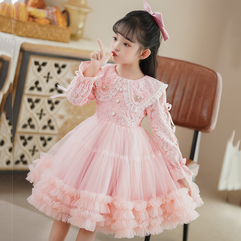 女童公主裙春秋新款洋气时尚小仙女蓬蓬纱表演日常穿搭长袖连衣裙
