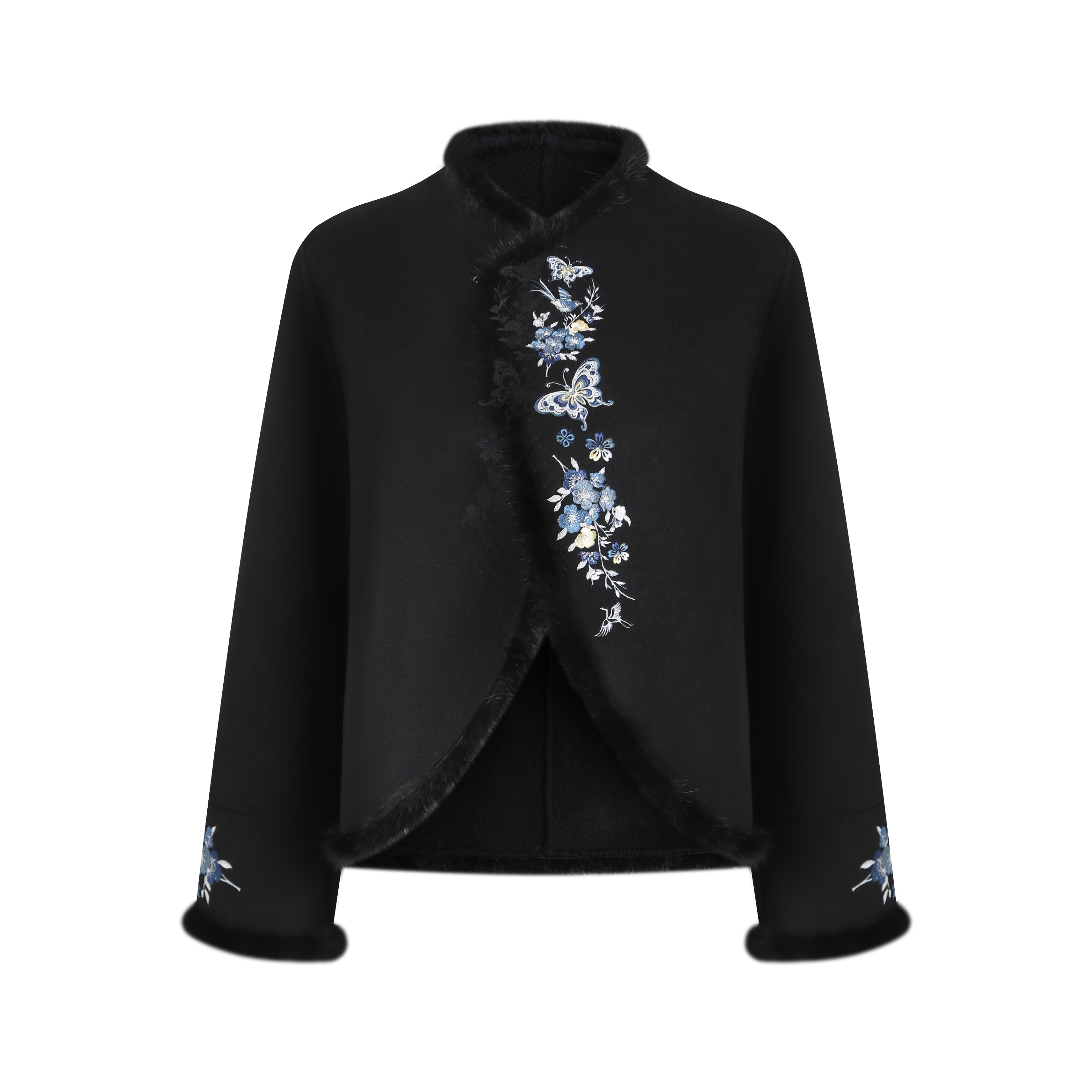 【PUHUA-朴婳】2025新中式秋冬黑色水貂羊毛外套 645