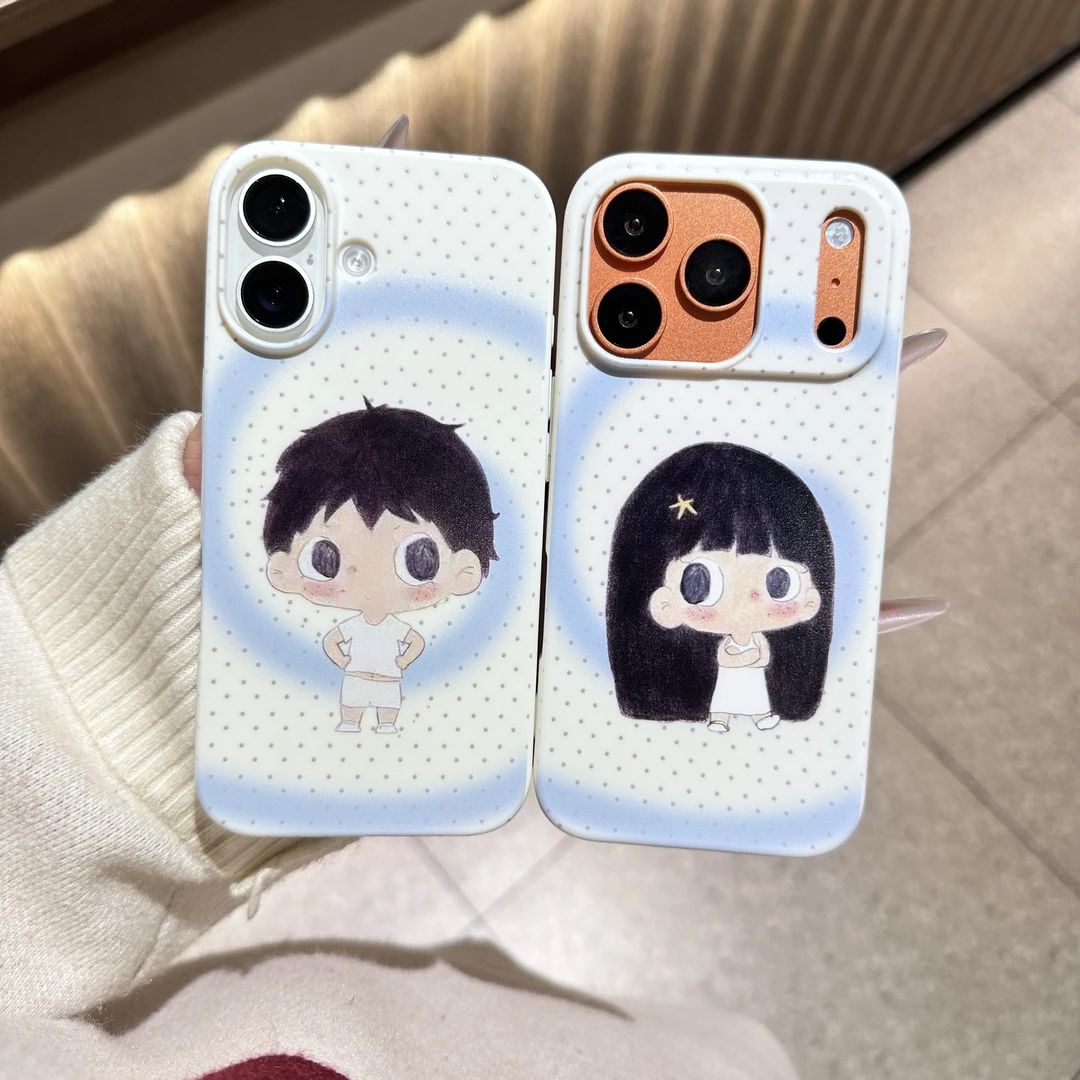 雅天立波点圈圈男孩女孩适用iPhone17苹果15果冻13promax手机壳14