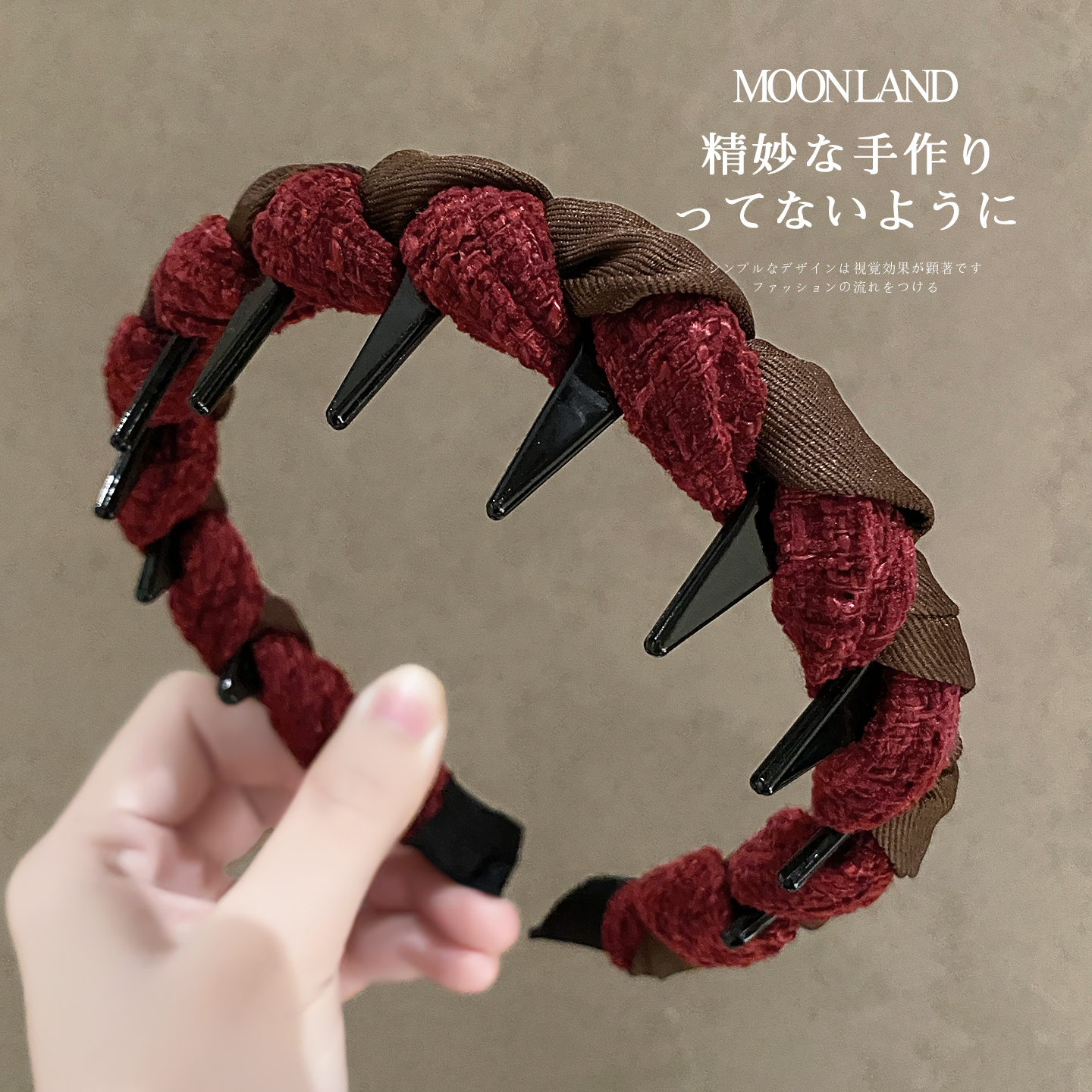 洋气时尚撞色布艺带齿发卡高颅顶日常外戴头箍高级感洗脸防滑发箍