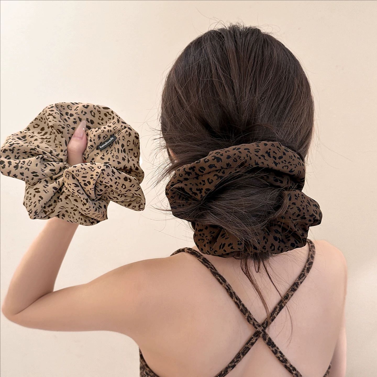 馨兰迪/豹纹大肠发圈布艺发绳复古丸子头发圈皮筋头绳(A90-9)lsMT