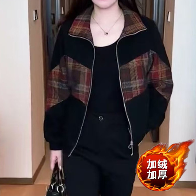 春秋款新款外套洋气开衫外套时尚百搭休闲减龄拼接夹克上衣爆款