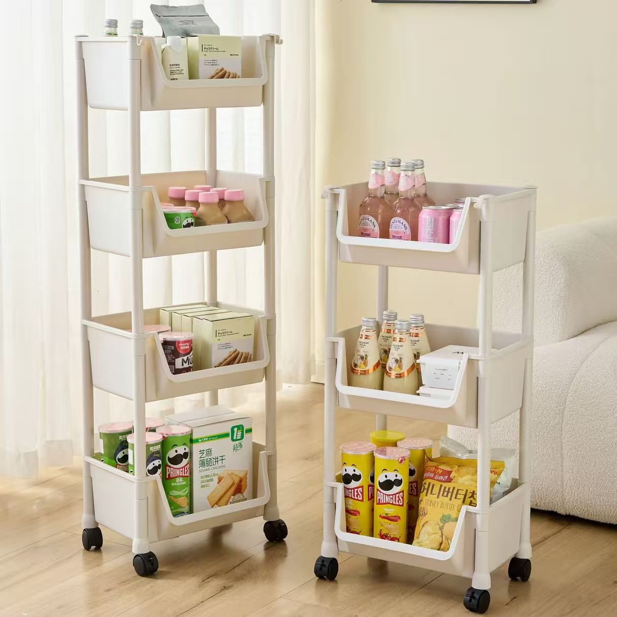 可移动书架多层带轮书柜学生用桌面小书箱落地收纳零食置物架神器