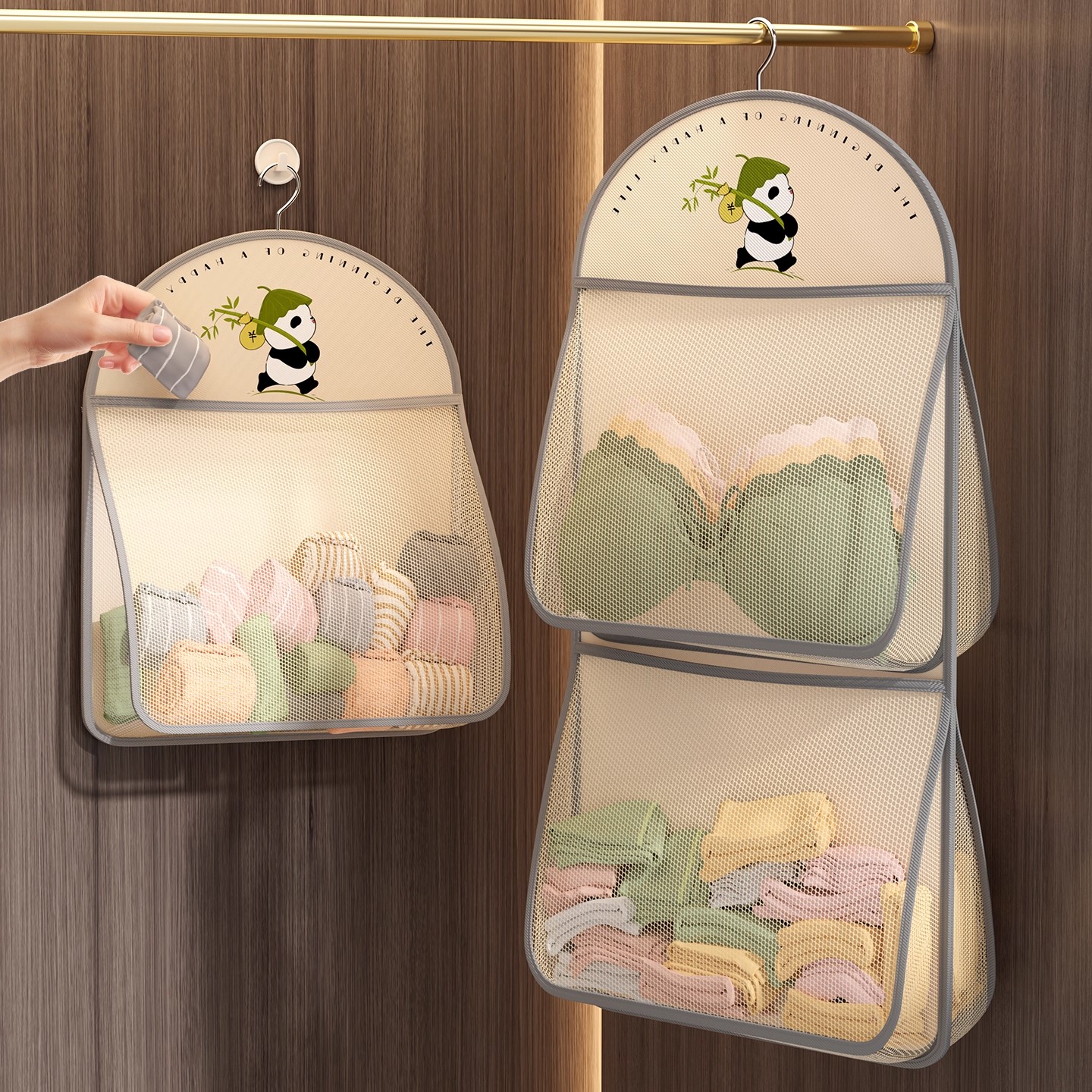 袜子收纳神器学生宿舍衣柜内衣内裤挂袋悬挂式网兜贴身衣物收纳袋