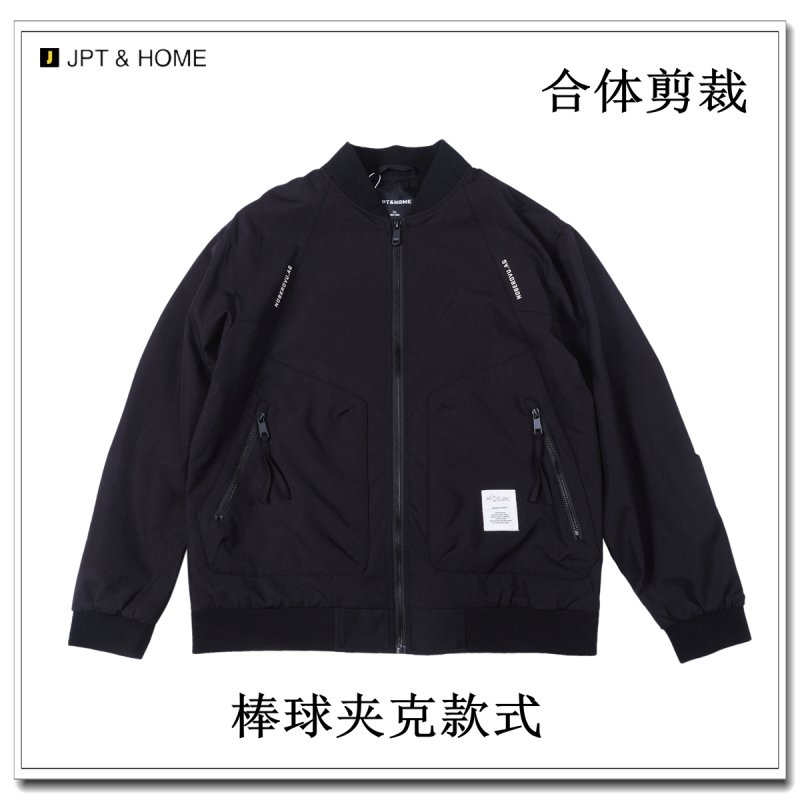 JPTHOME秋季极简风尚合体版型运动风短款棒球领夹克2430708857
