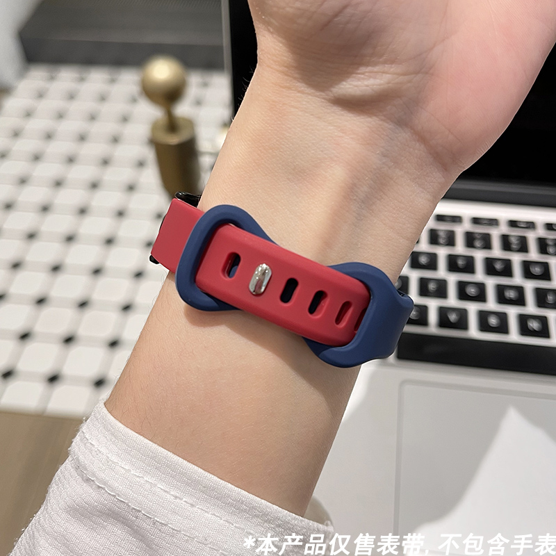 撞色硅胶表带适用小米10/9/8/NFC拼色细款小米9Pro女表链红米5/4