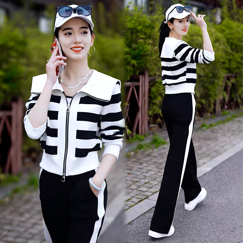 高含棉休闲时尚套装2025年春秋新款女士时髦洋气卫衣小个子两件套