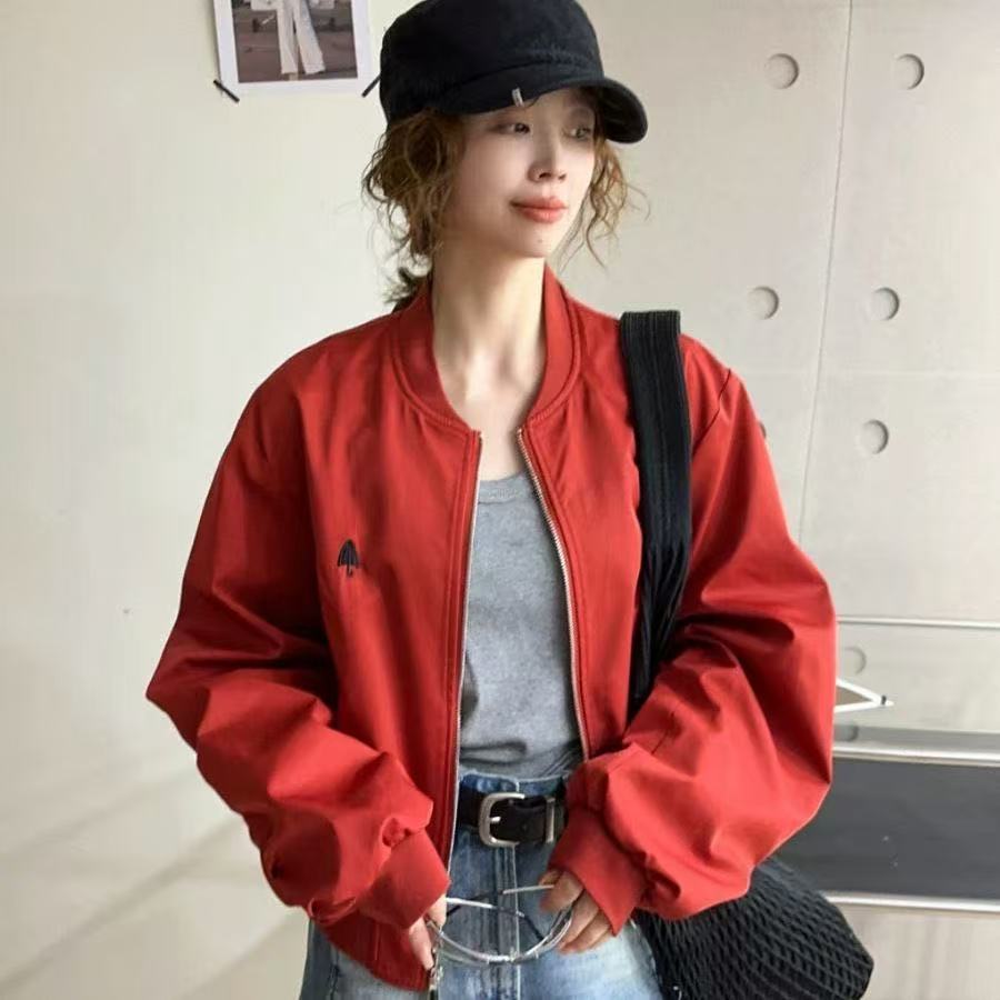 美式复古棒球服2025新款刺绣外套短款小个子短款冲锋衣夹克休闲