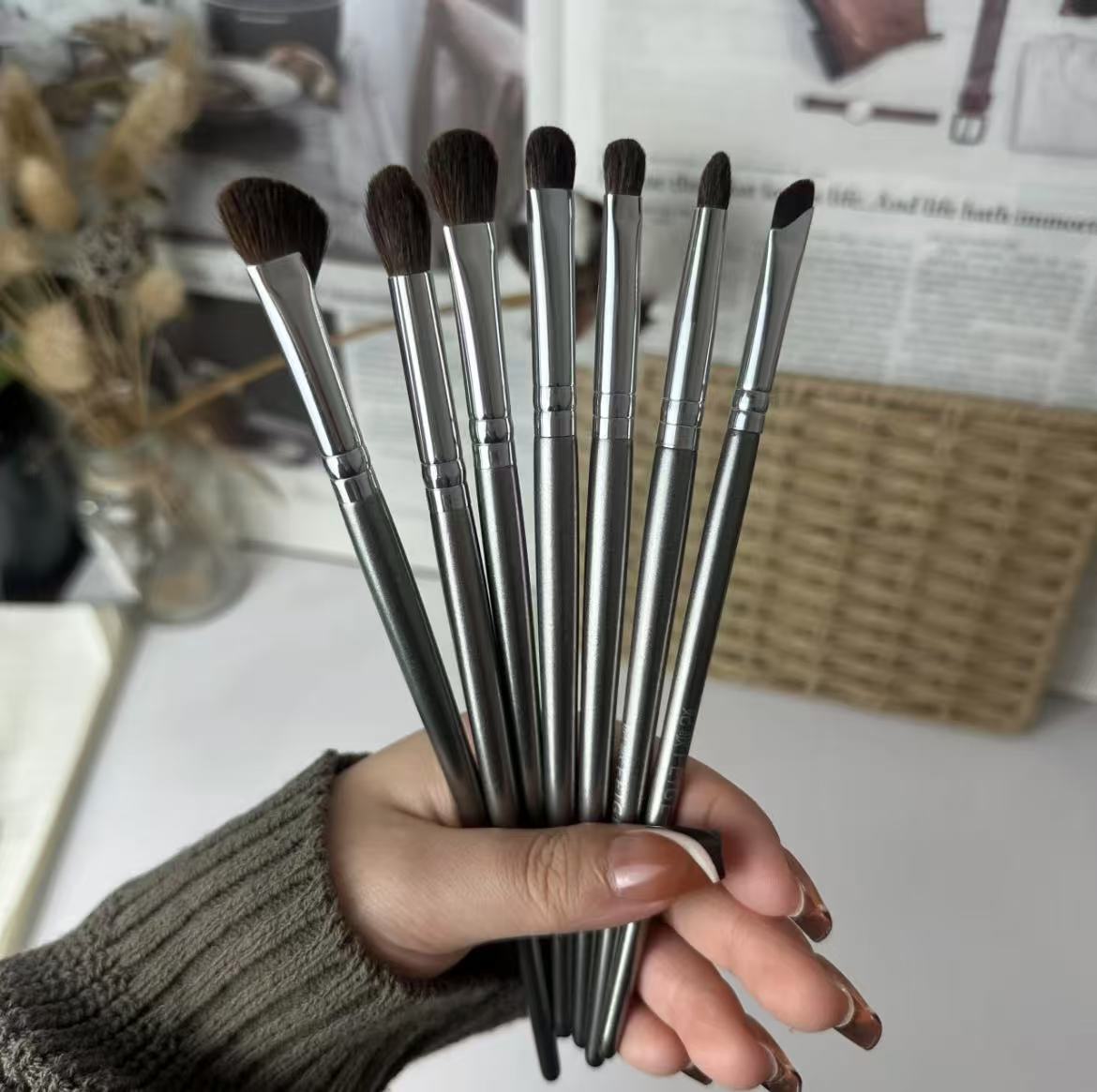 7支化妆刷套刷眼影刷马毛刷沧州刷子软毛扇形鼻影刷眼部刷提亮刷