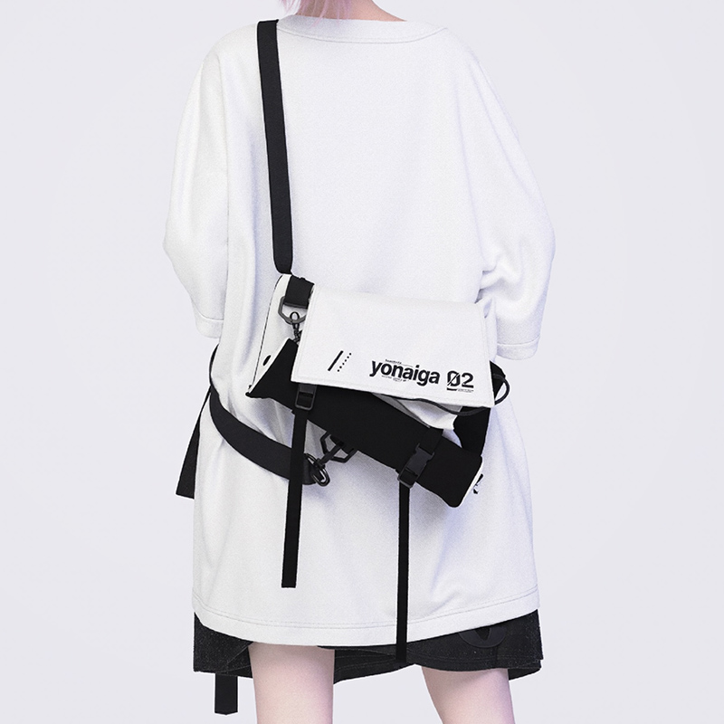 YONAIGA+原创设计ins大容量潮酷撞色尼龙男个性卷包单肩斜挎包女