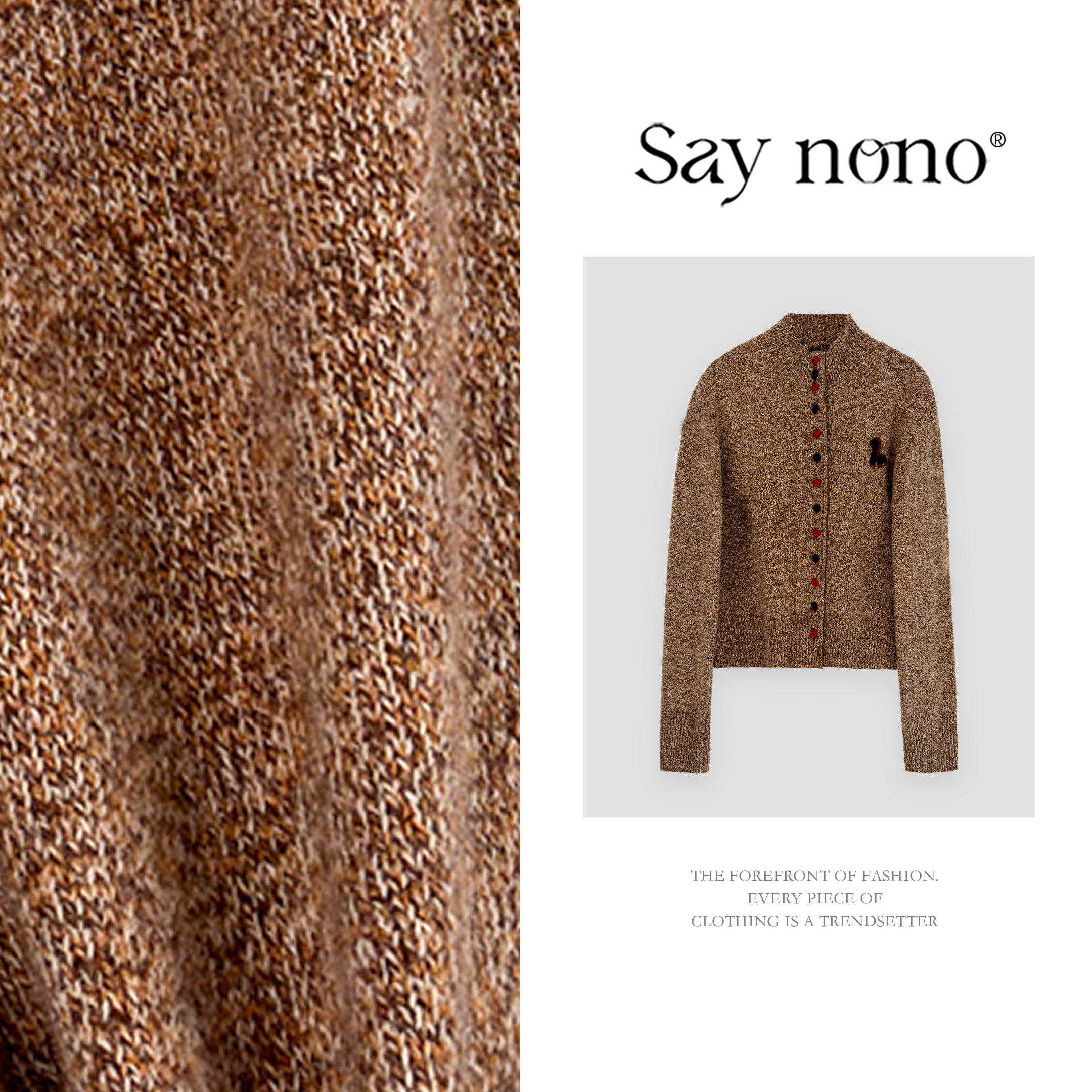 懒猫nono│Saynono 时尚显瘦慵懒风半高领绵羊毛针织上衣GM10271ZY