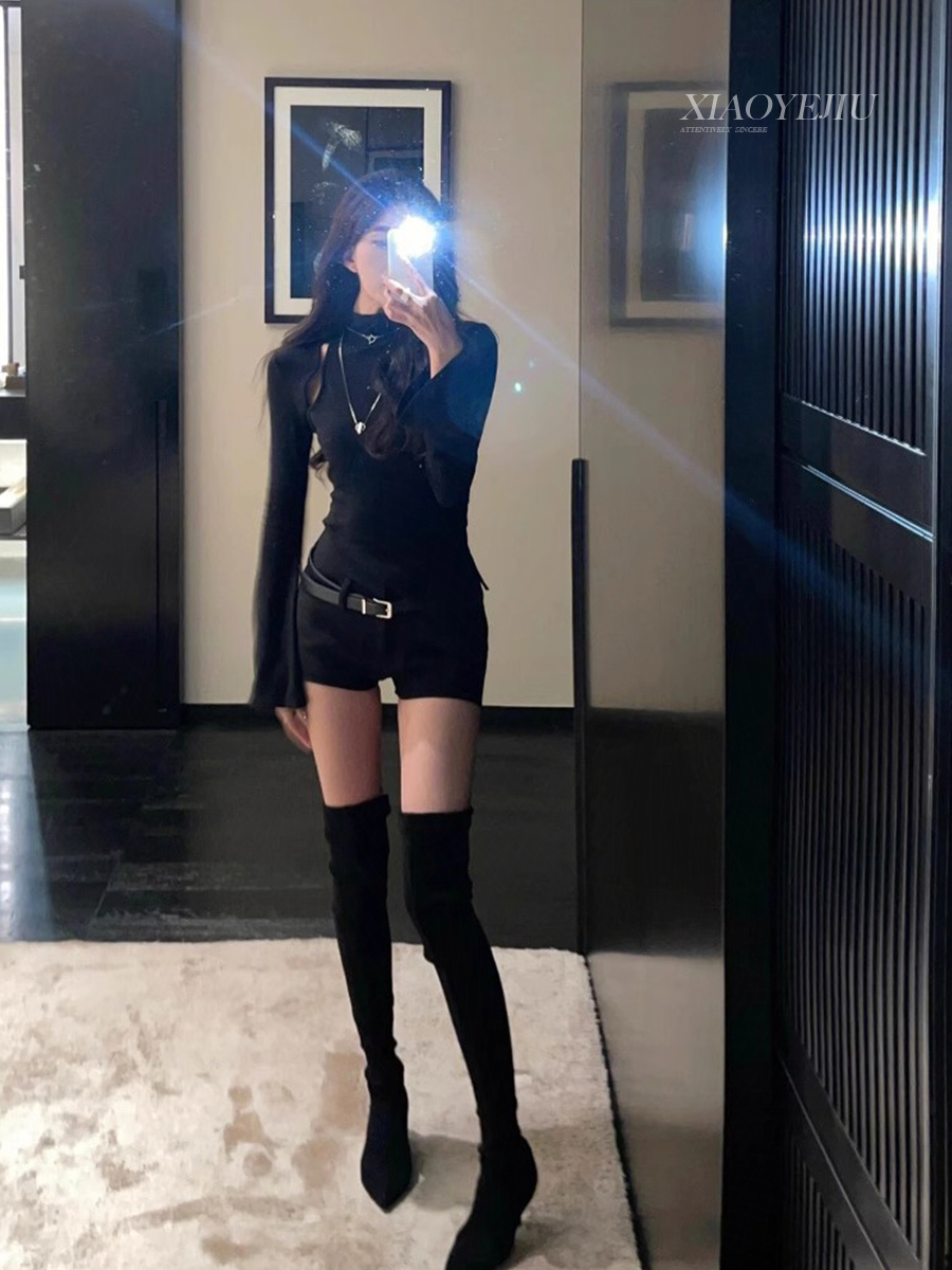 过膝高跟长靴子女2025秋冬新款绒面尖头瘦瘦靴高筒套筒细跟长筒靴