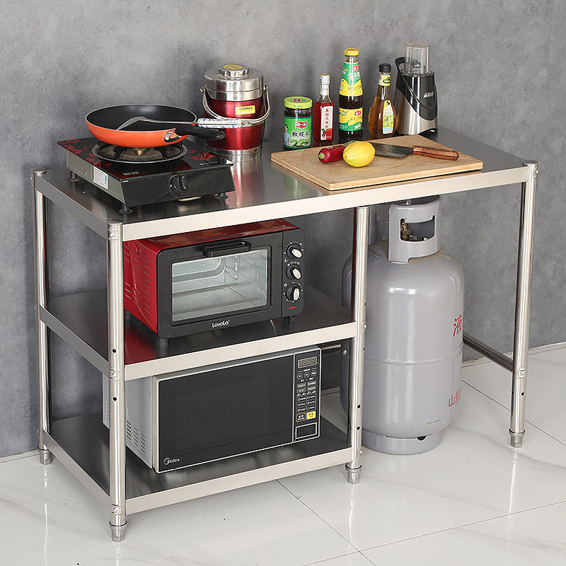 不锈钢煤气灶专用置物架落地厨房收纳架微波炉锅架子出租房灶台架