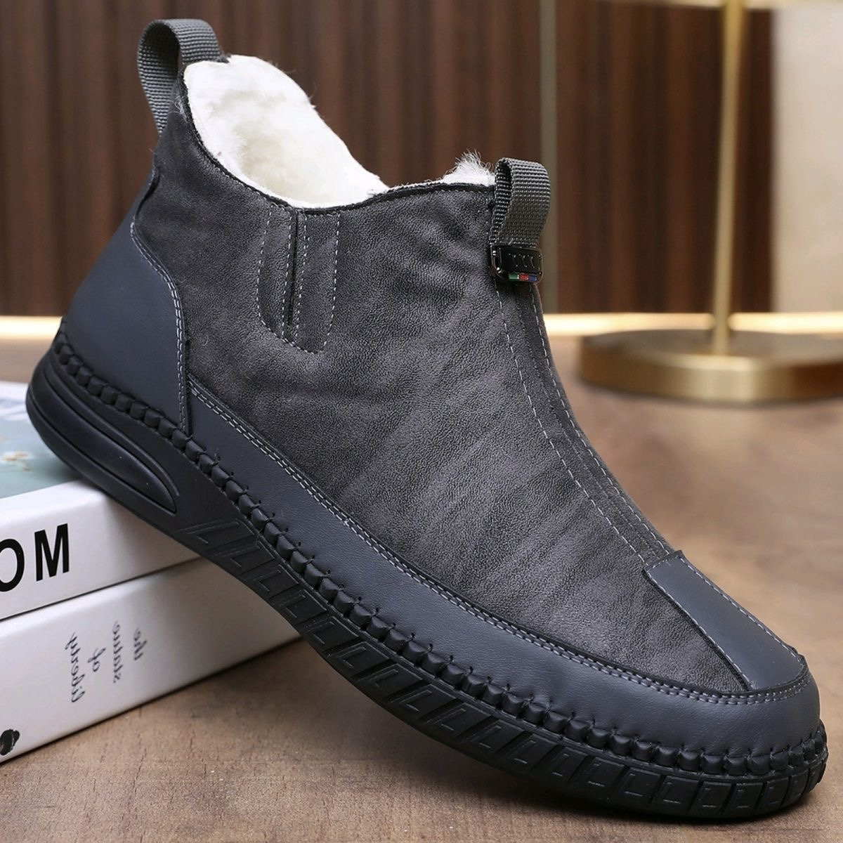 冬季羊毛男鞋老北京布鞋男士棉鞋加绒保暖老人鞋防滑老年爸爸棉靴