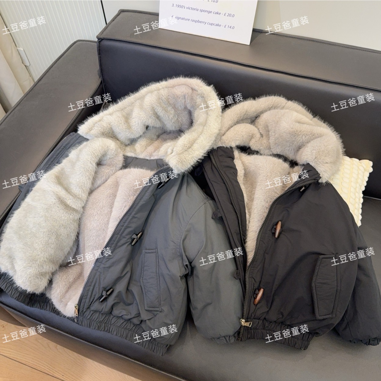 儿童加厚连帽加毛棉服2025冬季新款男女童韩版时尚休闲外套棉衣潮