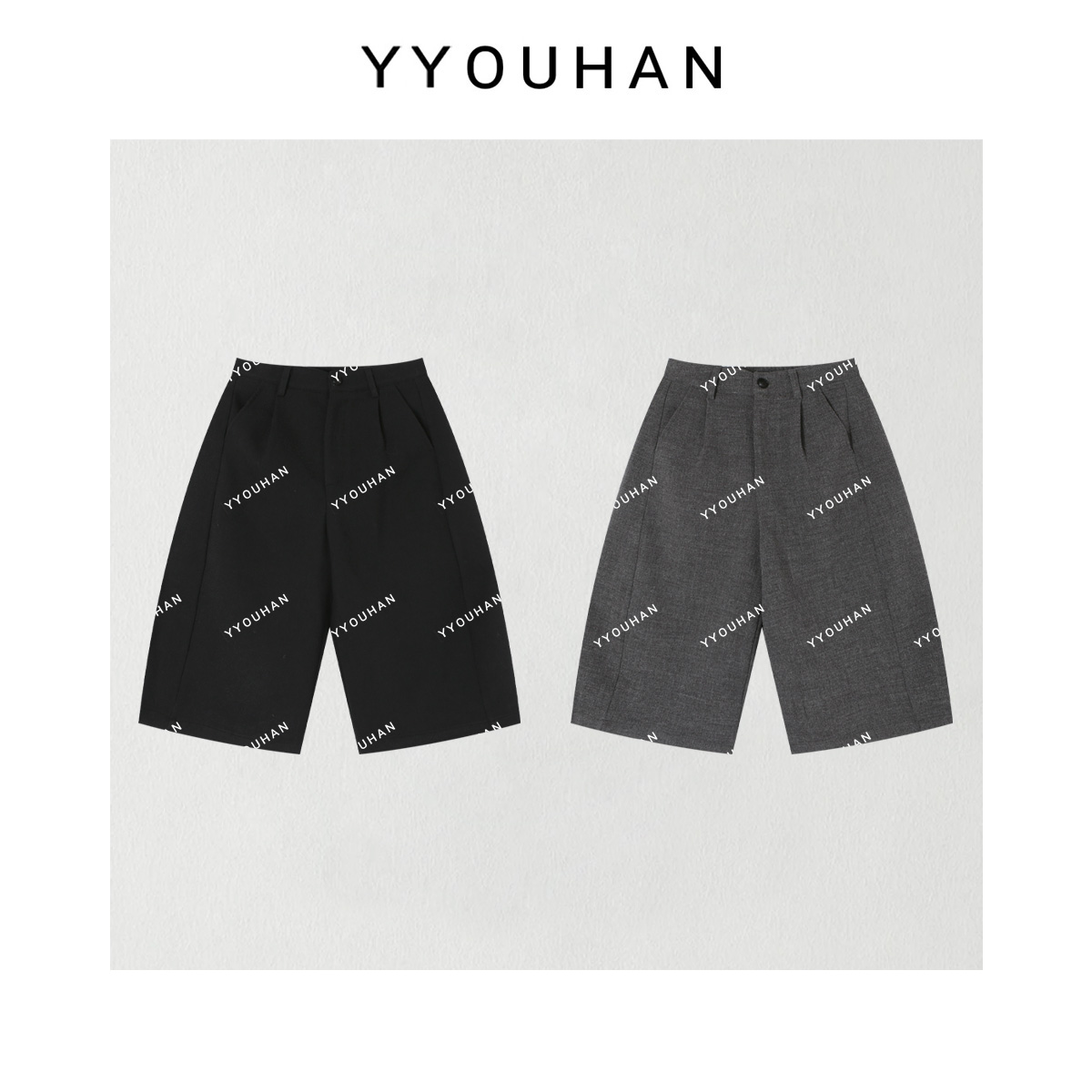 YYOUHAN 2025秋款【视觉】灰色慵懒风女裤日系毛呢中裤 2509C5903