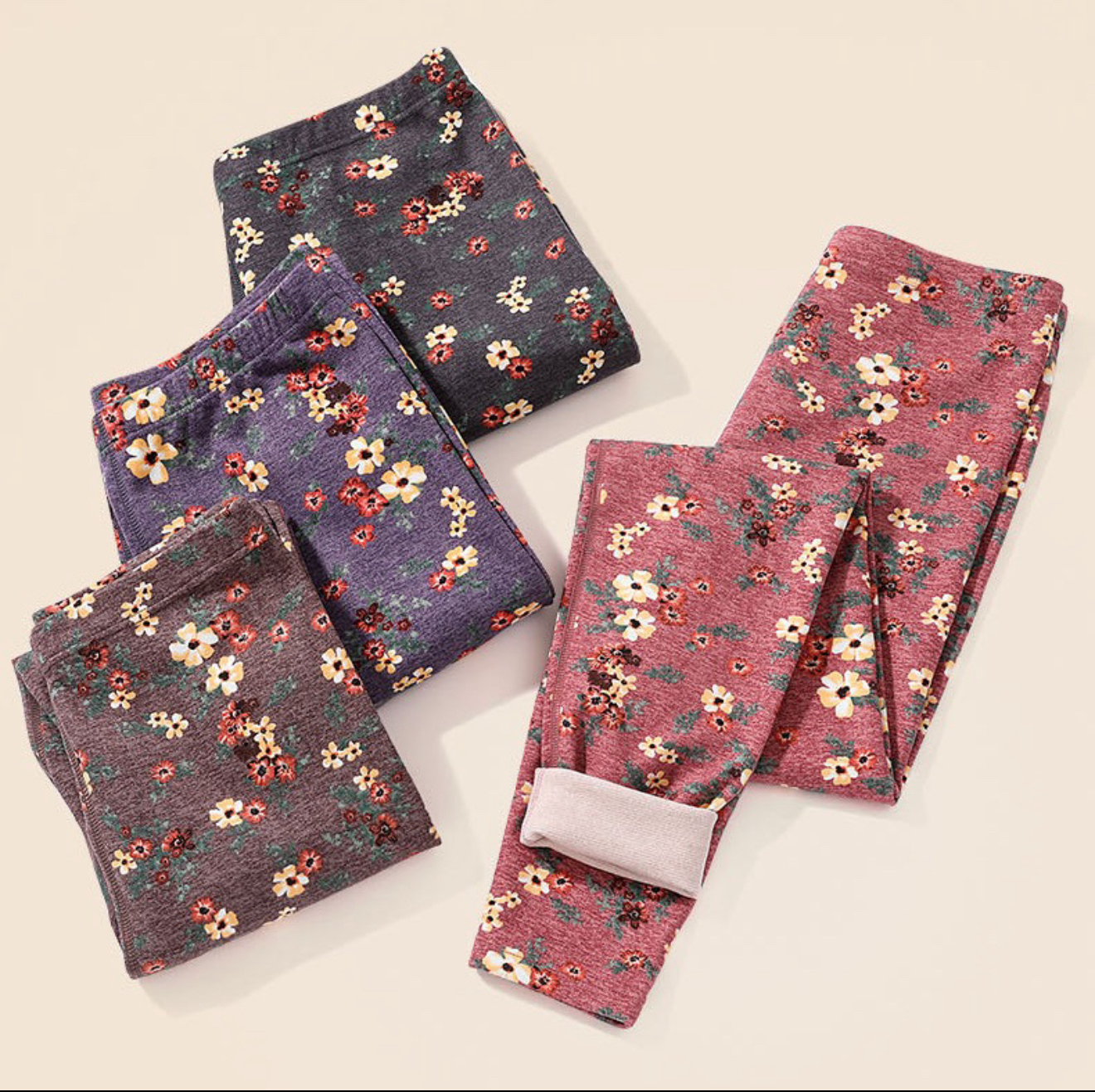 小碎花巨保暖秋裤