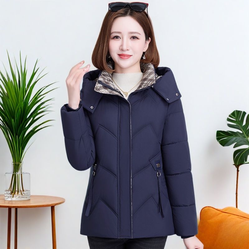 女士新款棉服修身妈妈款冬装加肥加大码棉衣加厚外套中年时尚棉袄