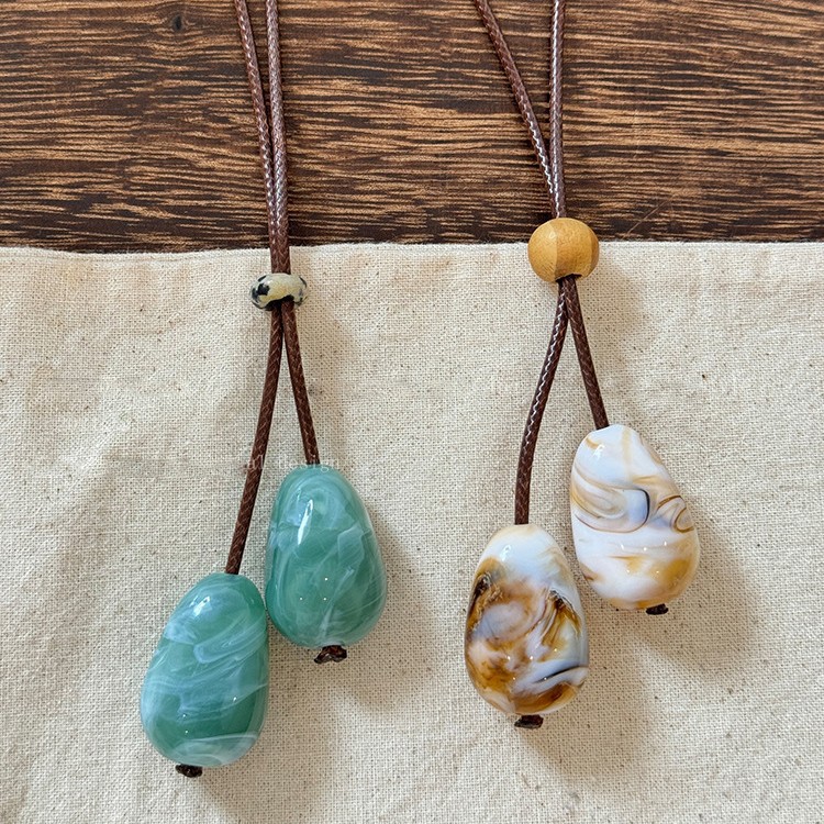 FM可调节晕染水滴吊坠民族风简约时尚锁骨链小众高级感项饰潮流