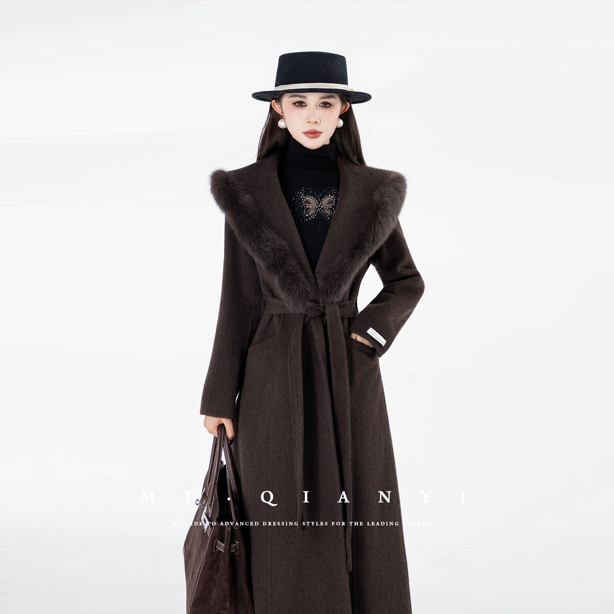 MD定制·杨千亿【白色相纸】2025冬季羊毛毛呢外套厚款气质保暖拼接