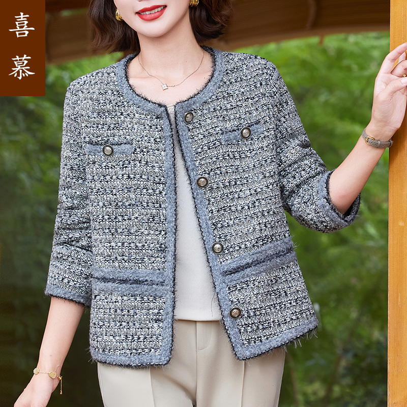 妈妈秋装小香风外套洋气高贵2025新款50多岁中老年女士春秋季上衣