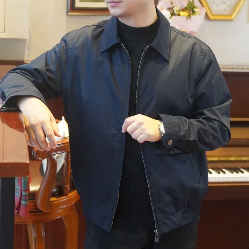 秋季新款老钱风男士夹克调节袖口成熟稳重商务休闲男外套100%纯棉