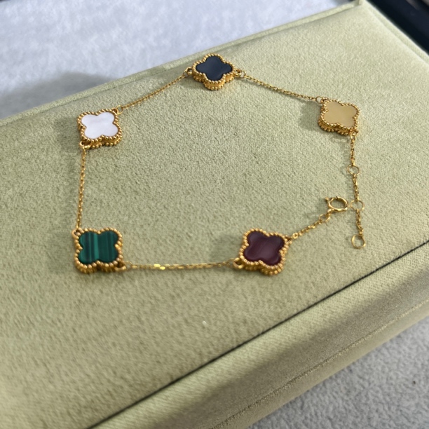 18k金 五花手链 绿多宝 10mm  k黄 k枚【GRF专属】