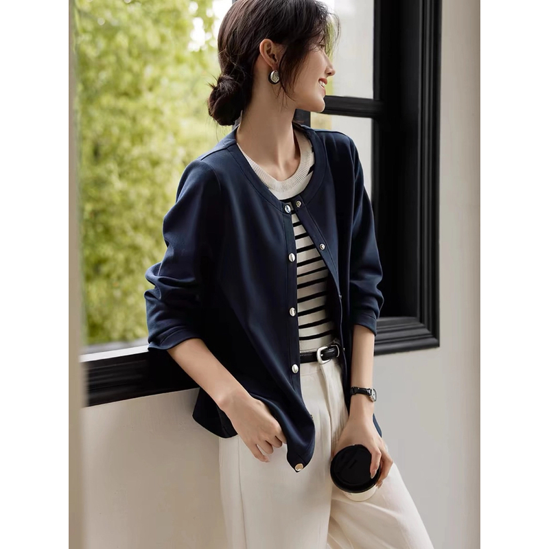 休闲空气层拼接外套女早春新款女装