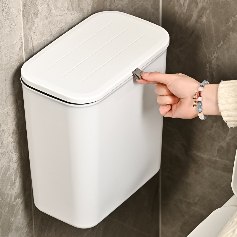 挂式卫生间厨房垃圾桶翻盖夹缝收纳盒防臭卧室办公室壁挂垃圾桶