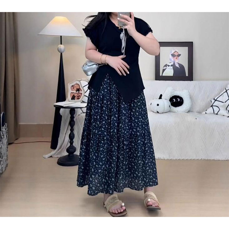 M~4XL 品质货手感好 碎花半身裙巨遮肉显瘦夏减龄大码垂感高腰裙