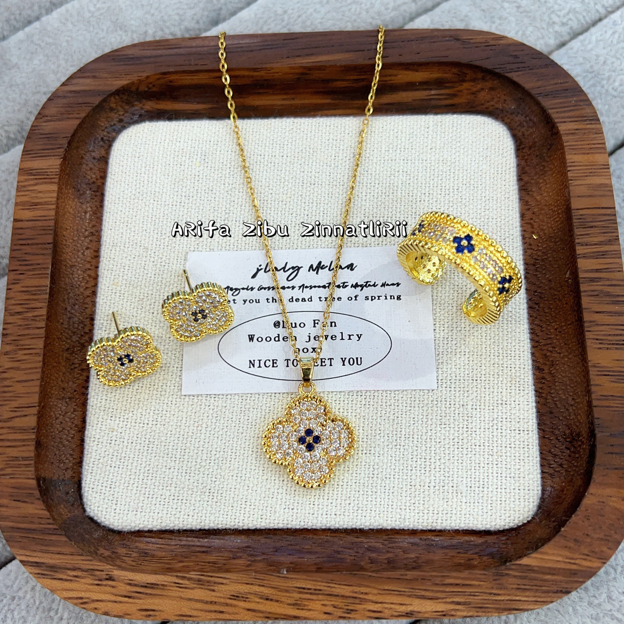 钛钢项链 阿热发新款时尚百搭气质个性钛钢三件套 项链 耳钉戒指