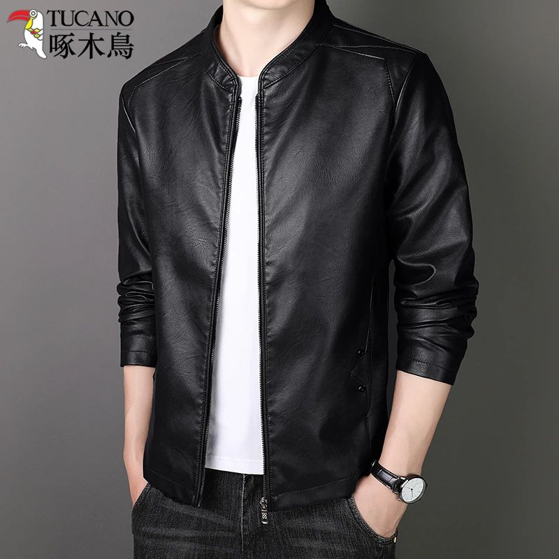 TUCANO/啄木鳥男士秋冬季皮衣夹克韩版帅气时尚加绒加厚修身外套