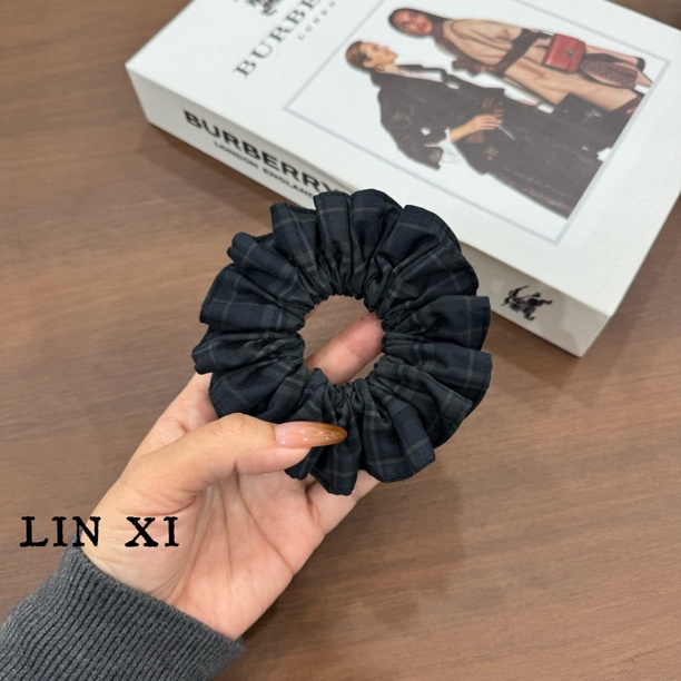 林兮原创 复古棋盘格压边设计韩系优雅肠圈发圈