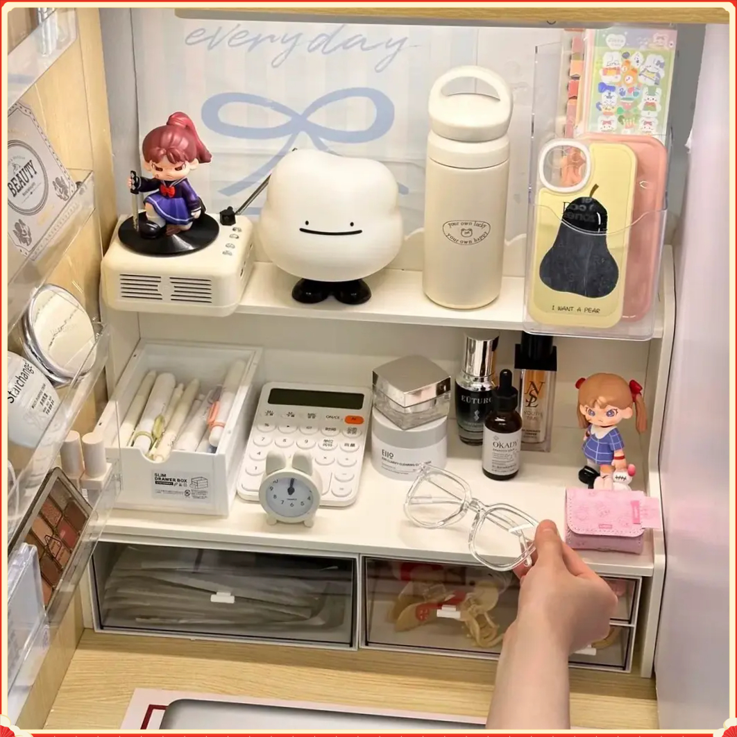 双层桌面置物架YYJJ学生宿舍桌上办公室增高架多功能工位整【恒然】