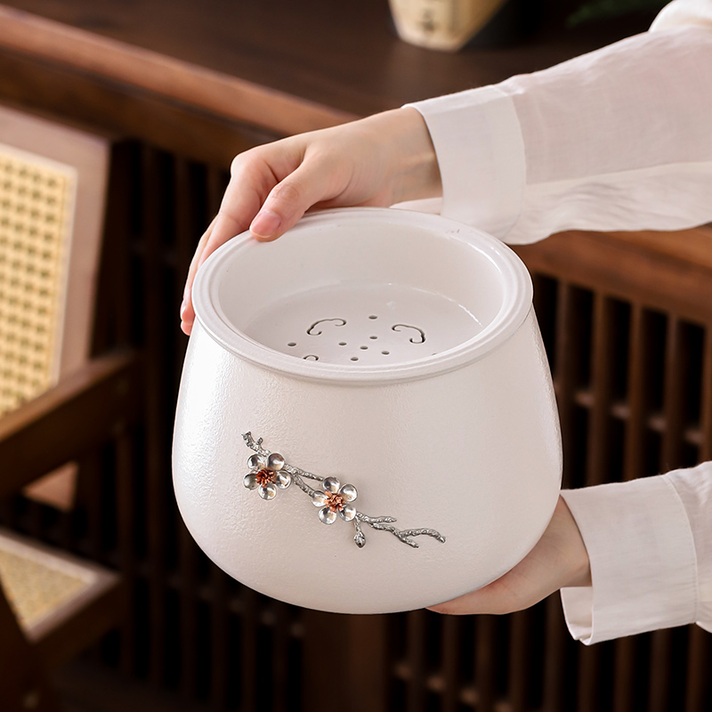 远舍陶瓷大号茶渣缸家用桌面水盂建水茶水缸废水桶茶具配件茶洗杯
